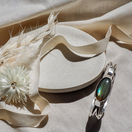 Sterling Silver and cabochon Latch Bangle