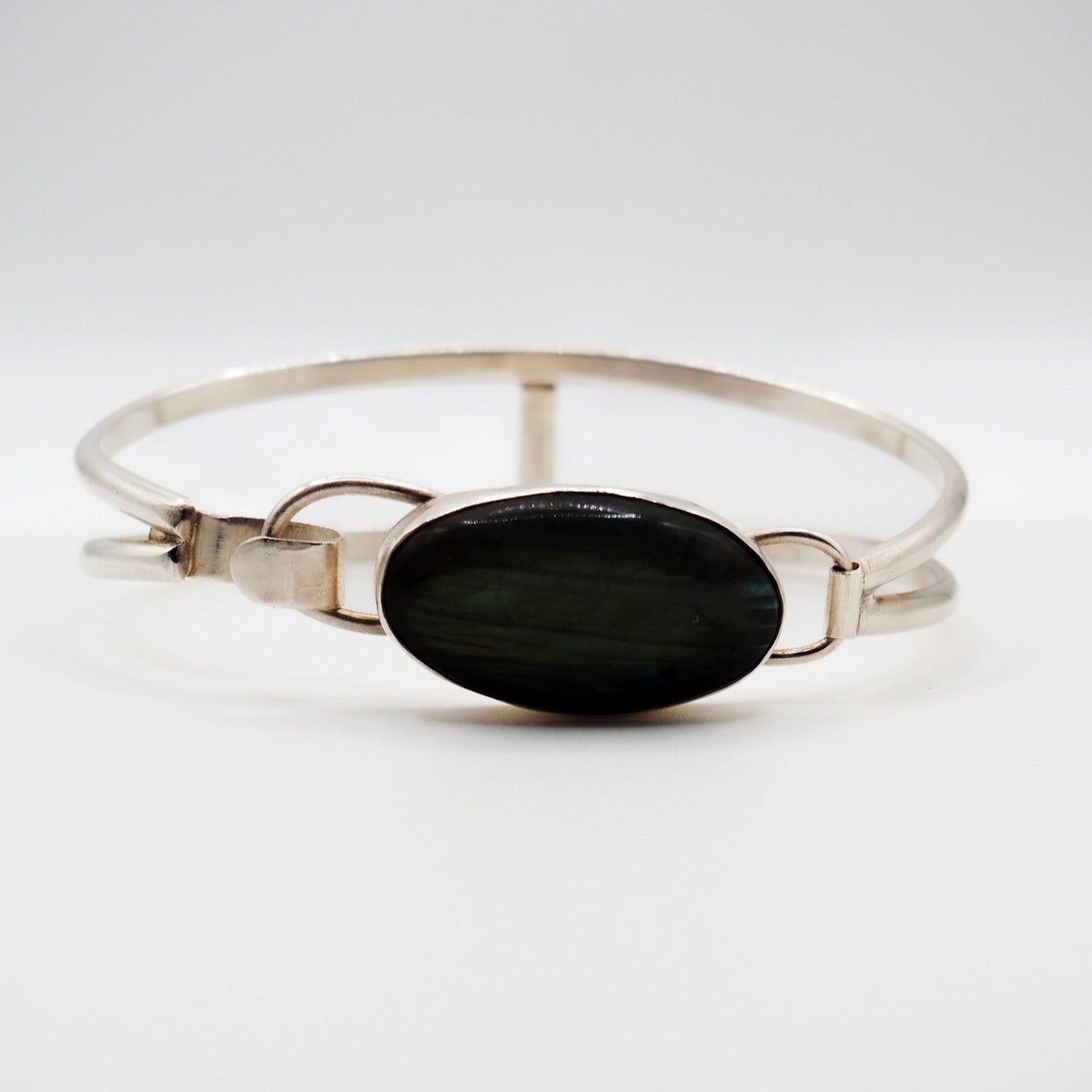 Sterling Silver and cabochon Latch Bangle