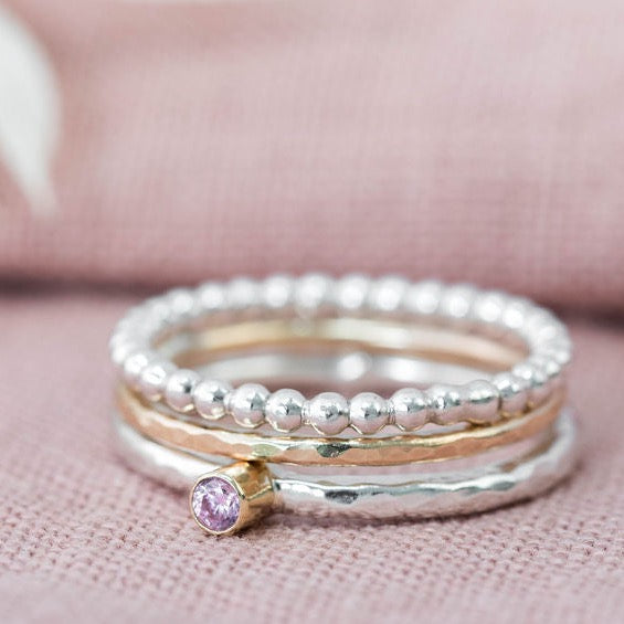 9ct Gold Bubble on Silver Stacking Ring