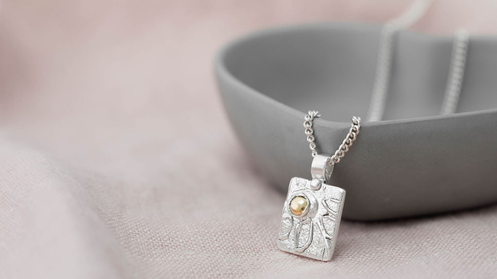 Silver Daisy Necklace with 9ct gold nugget centre