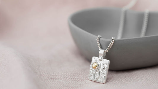 Silver Daisy Necklace with 9ct gold nugget centre