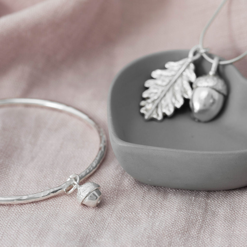 Silver Acorn Charm bangle