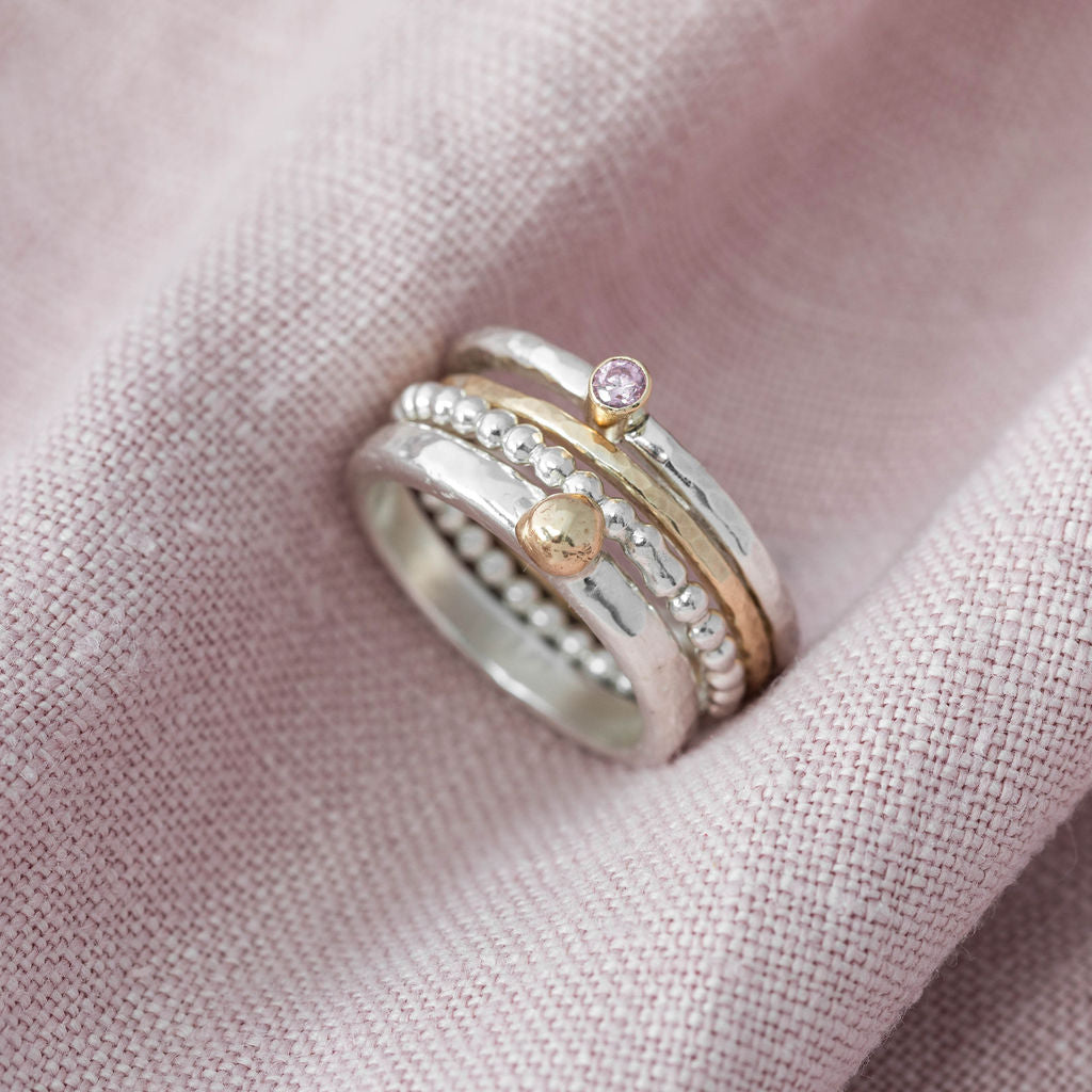 9ct Gold Bubble on Silver Stacking Ring