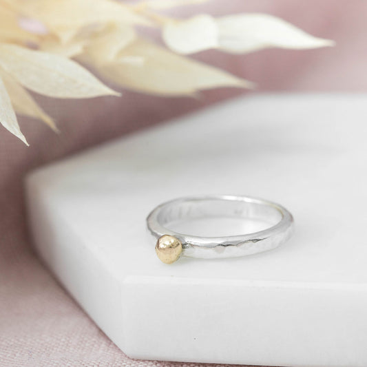 9ct Gold Bubble on Silver Stacking Ring