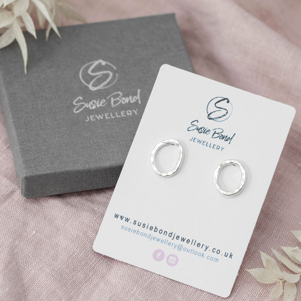 Sterling silver organic circular earrings