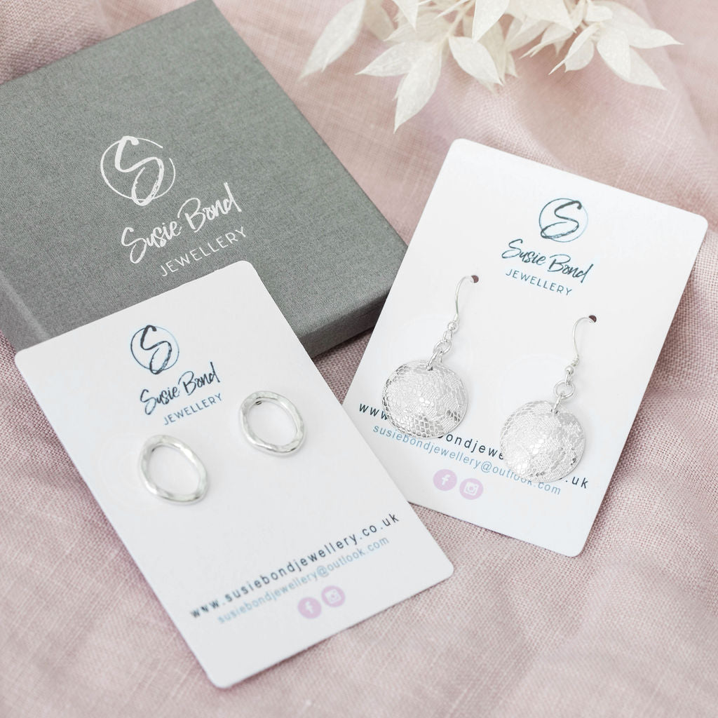 Silver Abstract Square Earrings