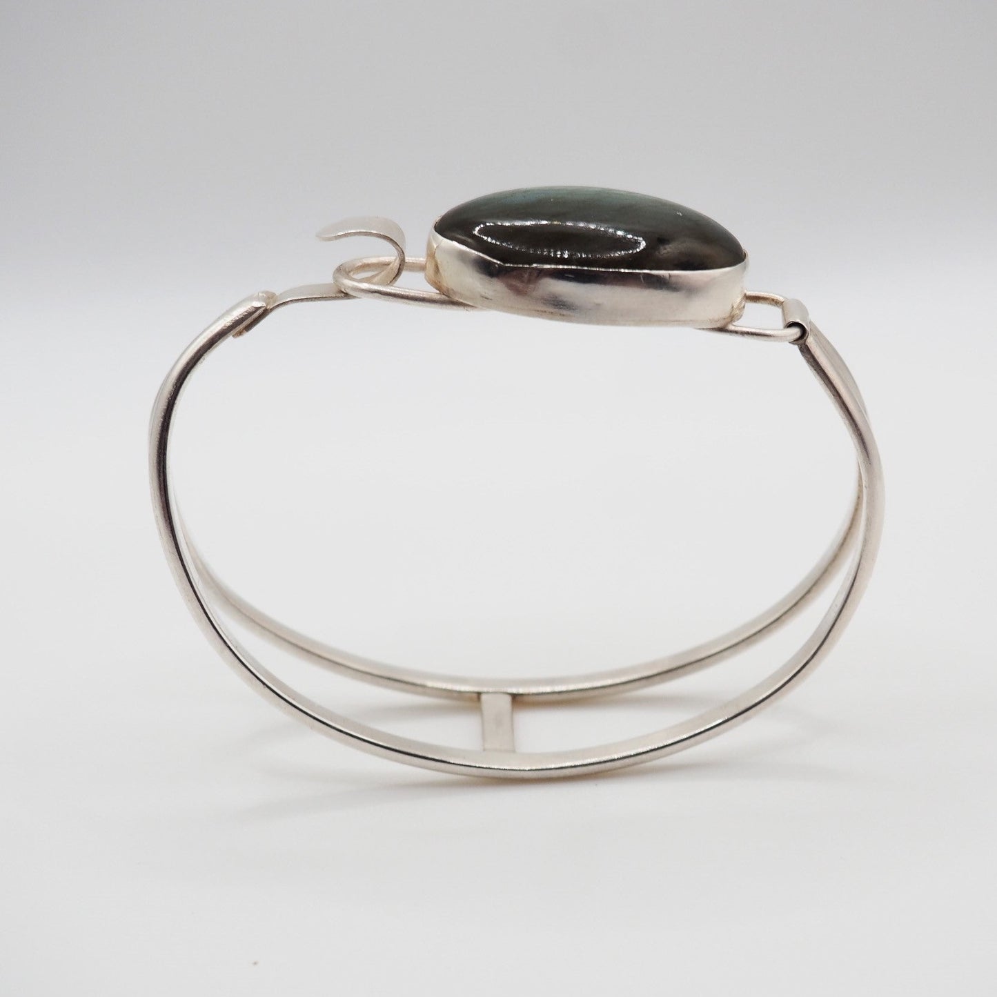 Sterling Silver and cabochon Latch Bangle