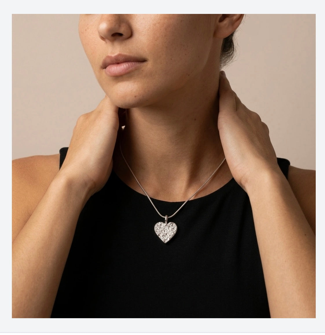 Silver textured heart Necklace
