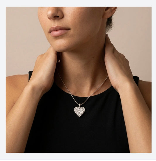 Silver textured heart Necklace