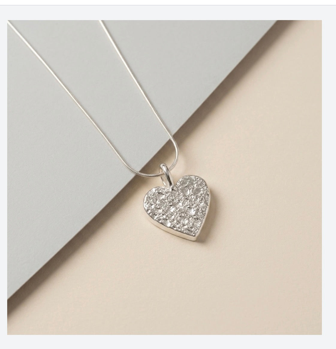 Silver textured heart Necklace
