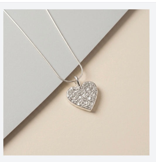 Silver textured heart Necklace