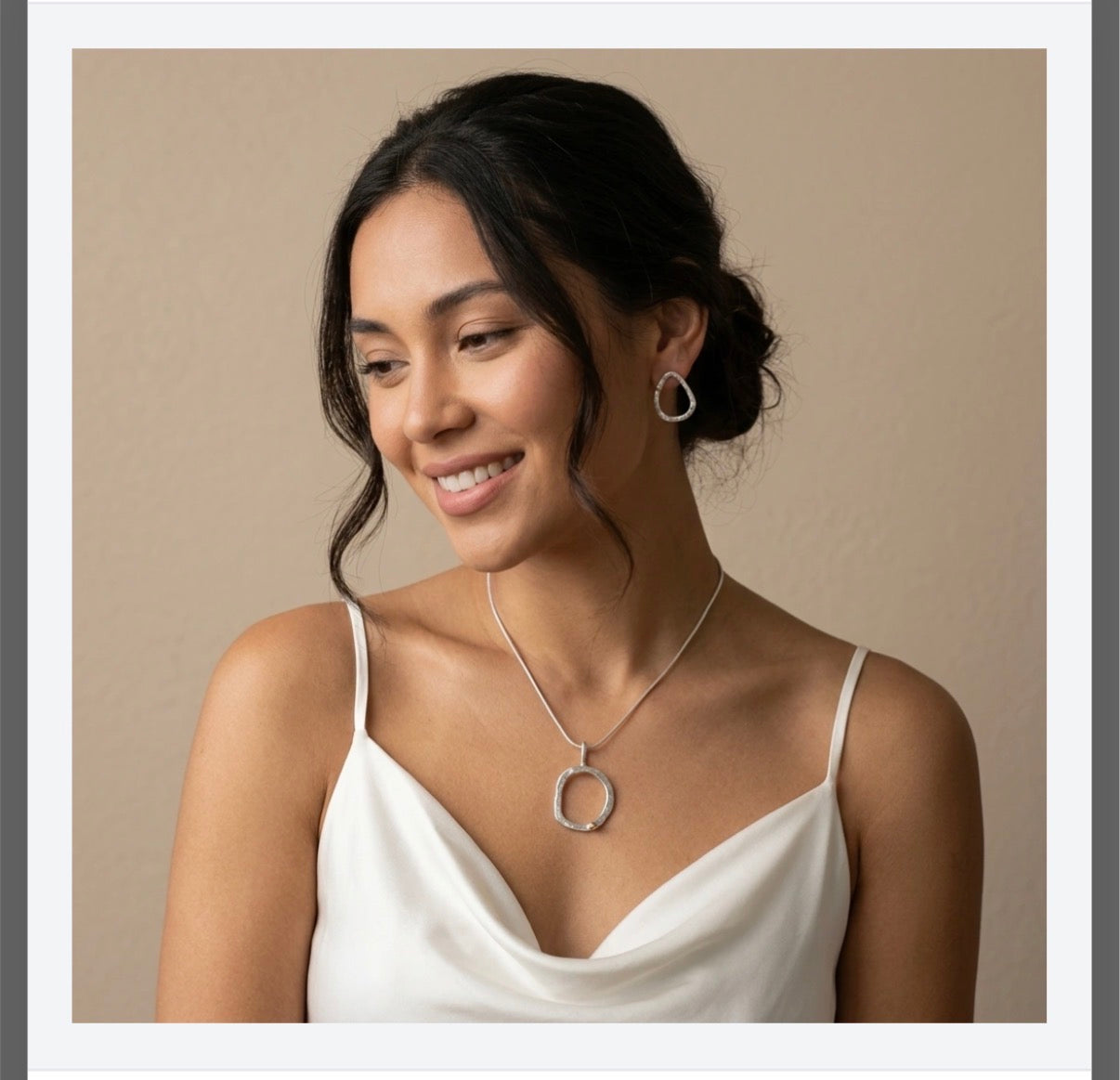 Organic sterling silver circle earrings with 9ct gold nuggets