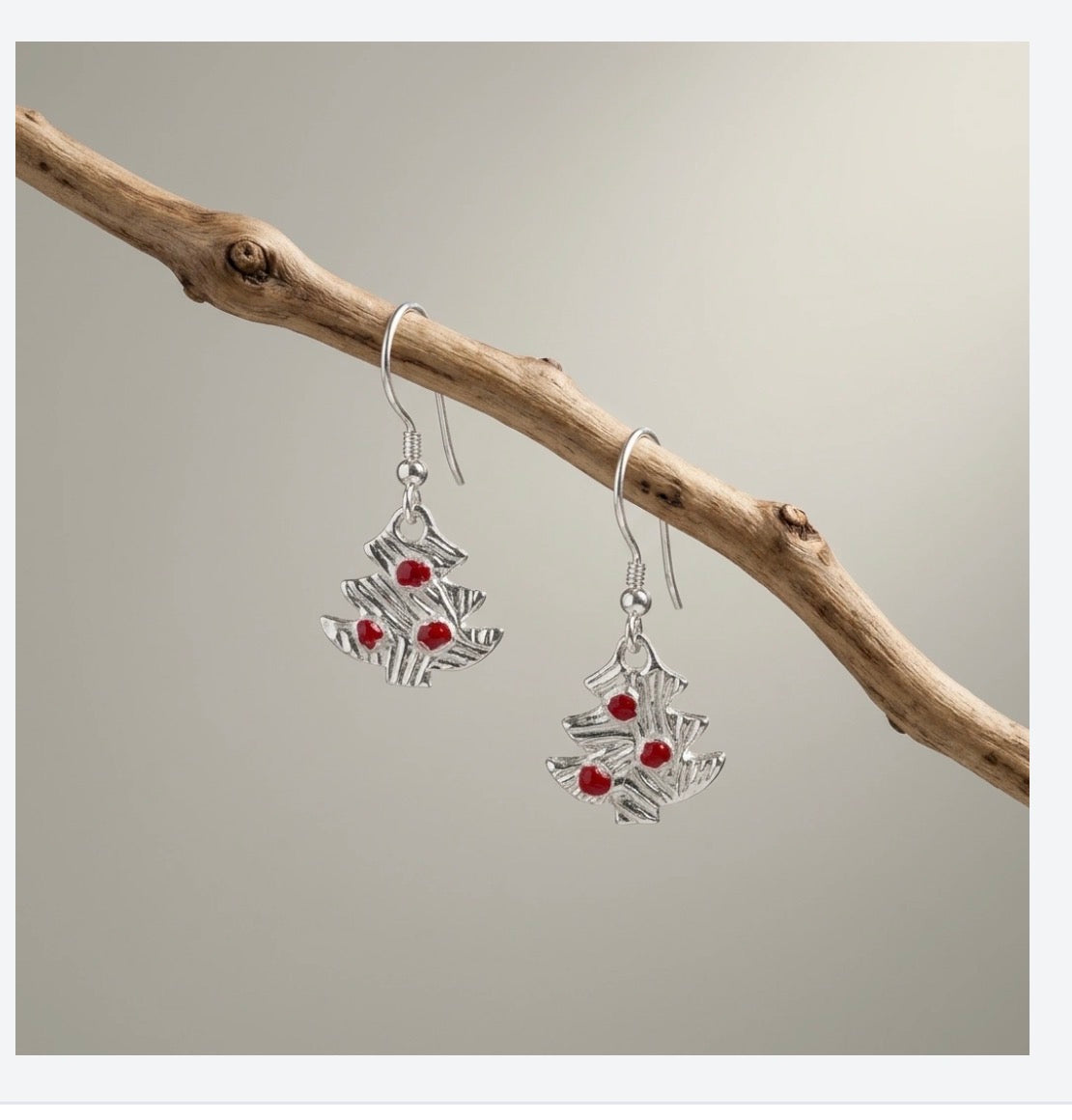 Silver Christmas Tree Earrings