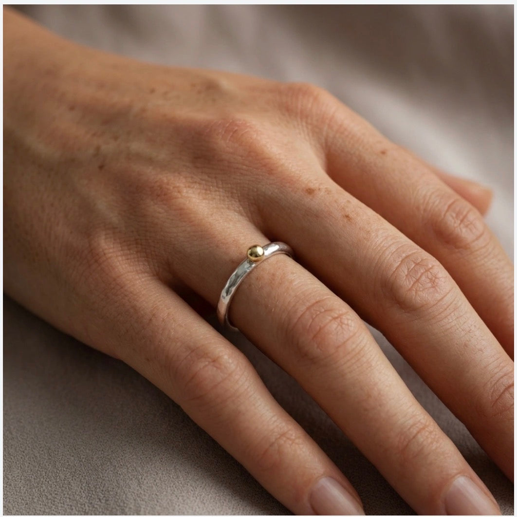 9ct Gold Bubble on Silver Stacking Ring