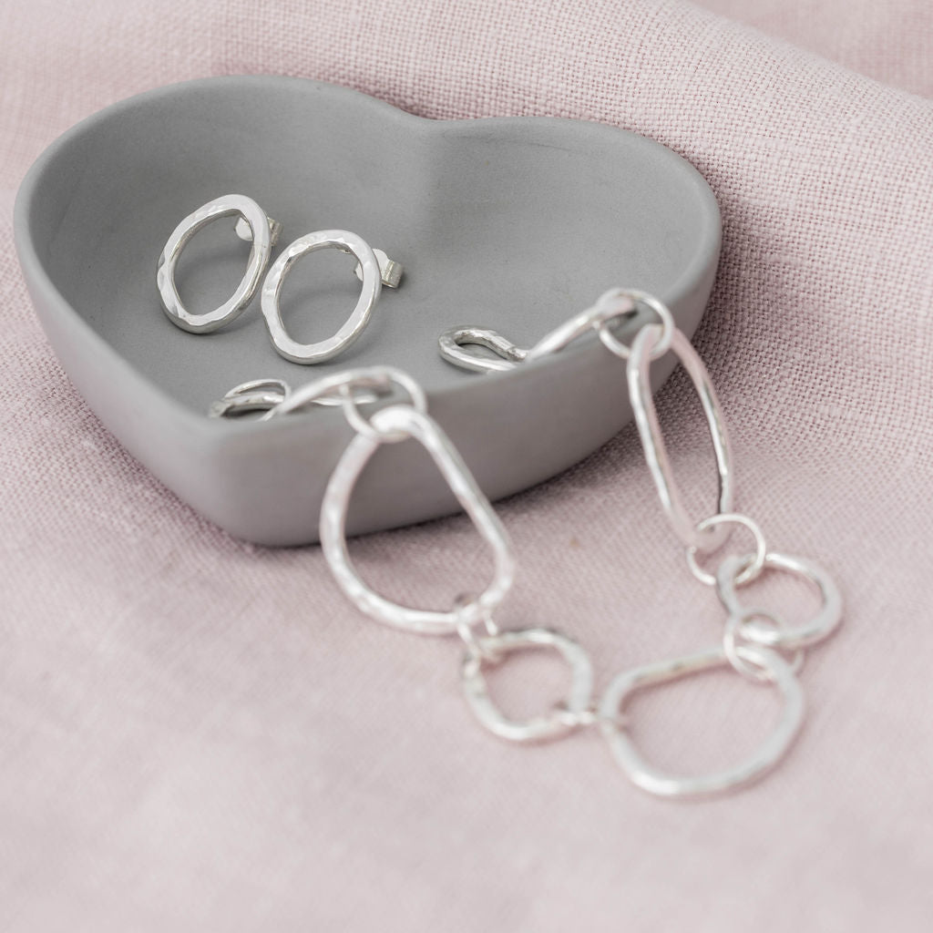 Sterling silver organic circular earrings