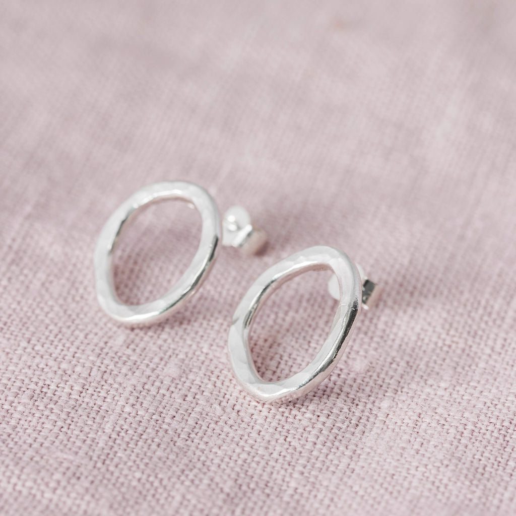 Sterling silver organic circular earrings