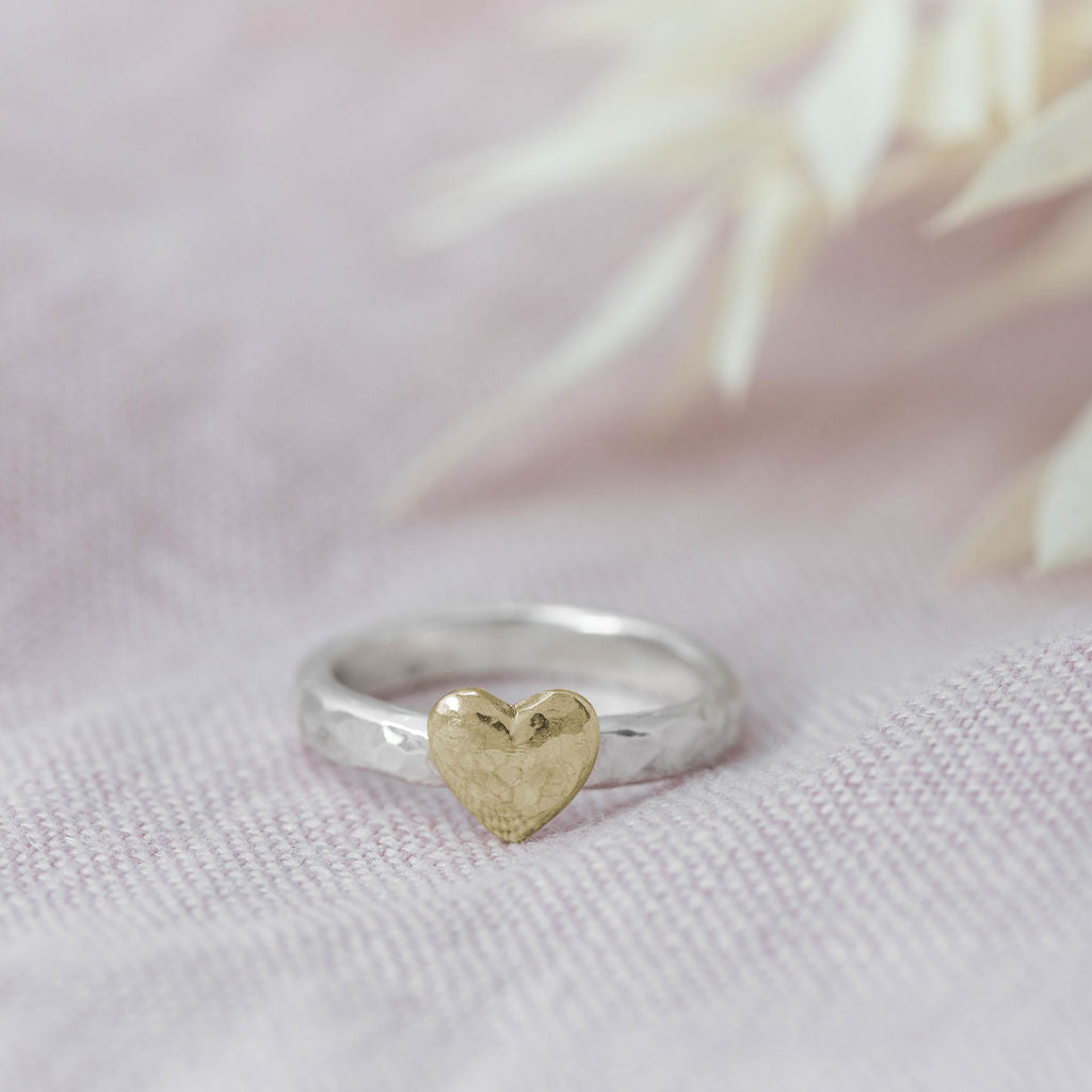 Gold Heart on Silver Ring