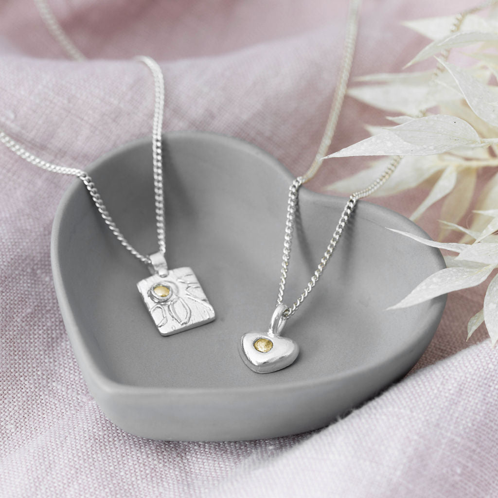 Silver Daisy Necklace with 9ct gold nugget centre