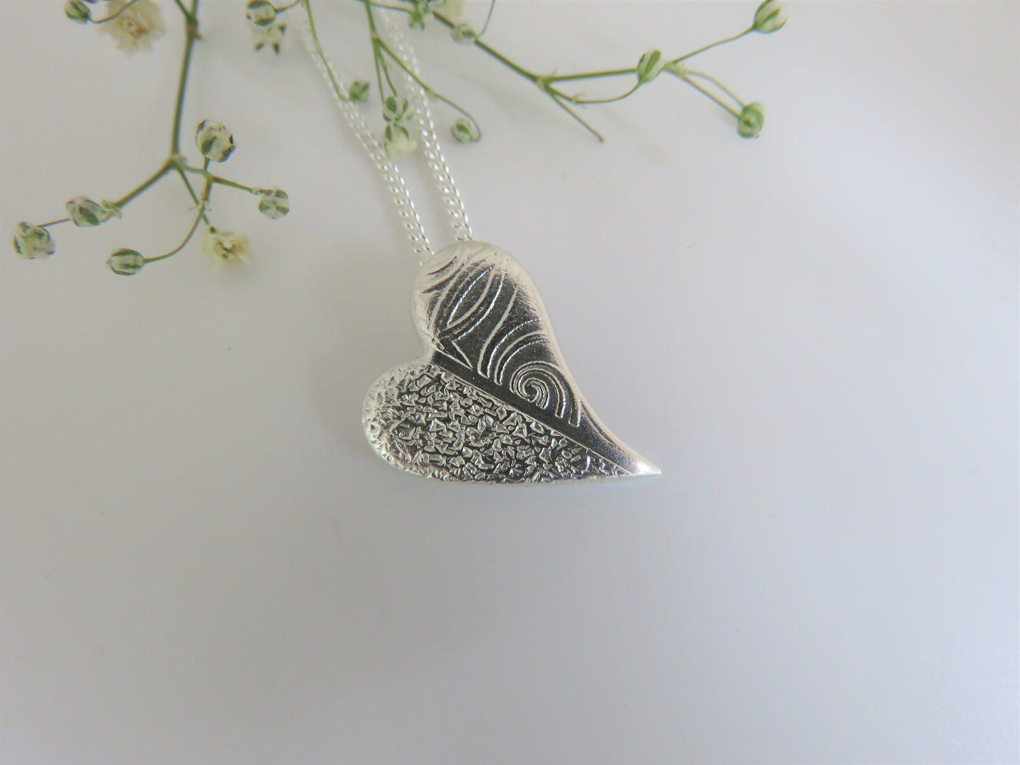 Textured Free form Heart Necklace